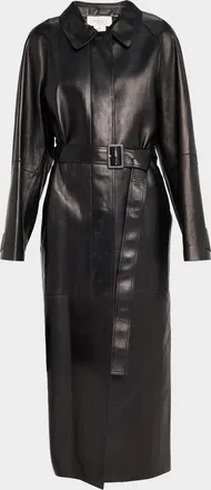 Lafayette 148 New York Oversized Belted Leather Trench Coat