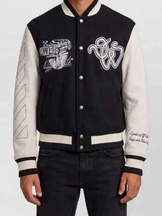 Off-white virgin wool regular-fit bomber jacket