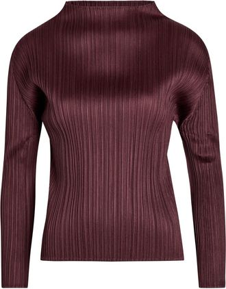 Pleats Please Issey Miyake Pleated Mock-neck Woven top - Bordeaux - 3