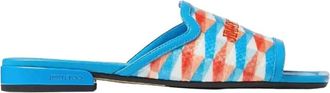 Jimmy Choo London Nako Flat - Dames - Sandalen - Blauw - 40 EU - Leer - Schoenen
