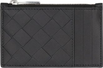 Bottega Veneta Mens Woven Leather Card Holder Black Calfskin Wallets & Cardholders