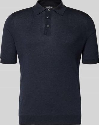 Gran Sasso Slim Fit Poloshirt aus reiner Seide in Marine, Gr&ouml;&szlig;e 48