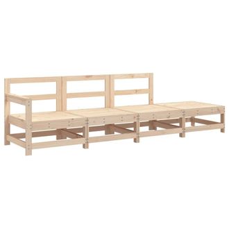Berkfield Home 4 Piece Garden Lounge Set Solid Wood Pine in Brown