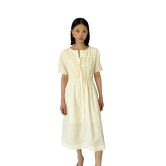 Jovonna London Alenka Dress - Dames - Casual kleedjes - Beige - S - Katoen - Kleedjes