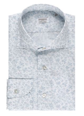Borriello White Floral Print Cotton Casual Shirt