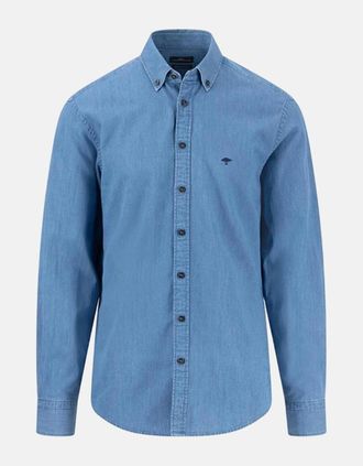 Fynch-Hatton Mens Button Down Denim Shirt Crystal Blue - Size: 46/Regular