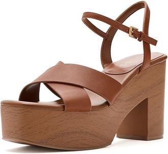 Guess Qeelin Womens Dress Sandals Dark Natural Leather : 7.5 M, Faux Leather