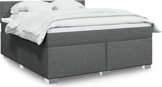 vidaXL Vidaxl - Cama Box Spring Con Colch&oacute;n Tela Gris Oscuro 180x200 Cm