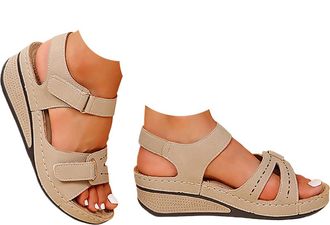 Generic Orthopedic Sandals for Women 2026 Summer Casual Adjustable Straps Low Heel Walking Sandals with Arch Support Comfortable Wedge Ankle Strap Open Toe Wi