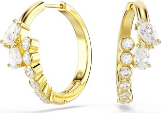 Swarovski Mesmera Hoop Earrings, Mixed Cuts, White, 18K Gold Finish