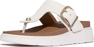 FitFlop Fitflop Gen-FF Toe-Post Leather Womens Urban White Sandals - Size UK 6
