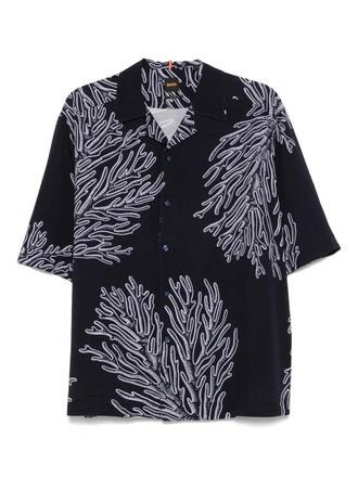 BOSS printed shirt - men - Viscose - M - Blue