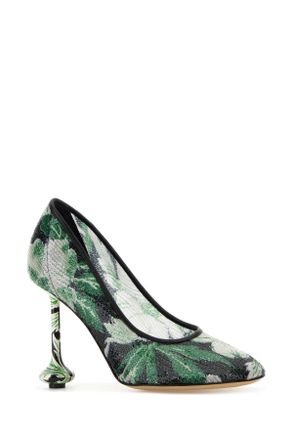 Loewe Llsts01x19 Blahibgre Blackhibiscusgreen Scarpe Con Tacco High Heel Shoes