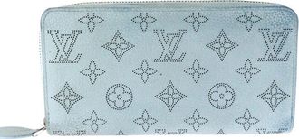 Louis Vuitton Blue Monogram Mahina Zippy Wallet (Authentic Pre-Loved)