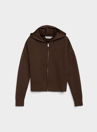 Contemporaine Womens Soft knit zippered hooded Cardigan Sweater