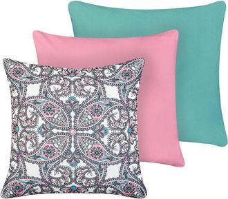 Beliani Beliani - Conjunto De 3 Cojines De Exterior Accesorios De Jard&iacute;n Multicolor Tide