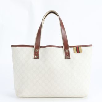 Gucci Ivory Leather Coated Canvas Handbag Tote Bag (Pre-Owned)