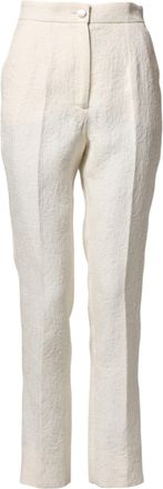 Dolce & Gabbana White Cotton Floral Brocade Dress Womens Pants