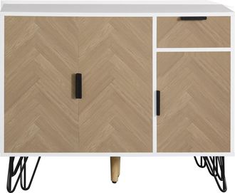 STILVORA Aparador Con 3 Puertas Y 1 Caj&oacute;n, Estantes Regulables En Altura, Estilo Moderno, En Mdf, 90&times;30&times;71,5 Cm, Blanco/madera