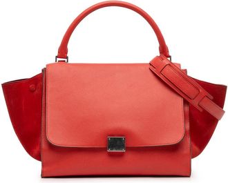 Celine Pre-owned Celine Medium Drummed Calfskin and Suede Trapeze Satchel Ladies S-SN-1121