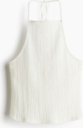 H&M Strukturiertes Neckholder-Top - White