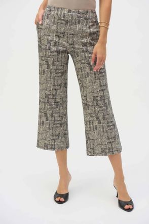 Joseph Ribkoff Geometric Scribbles Pull On Culotte Pants In Beige/black
