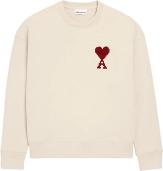 Ami Ami De Coeur Sweatshirt - Heren - Sweatshirts - Beige - S - Katoen - Hoodies & sweatvesten