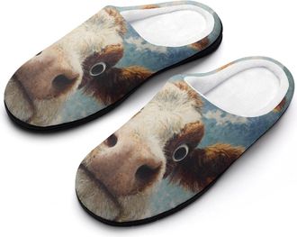 Generic Cattle Highland Cow Mens Slippers House Slipper Anti-skid Sole Indoor Shoes Outdoor Comfort Cotton