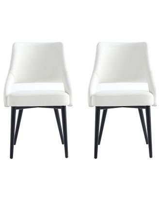 Manhattan Comfort Set Of 2 Tremont Modern Leatherette Dining Chairs With Metal Legs