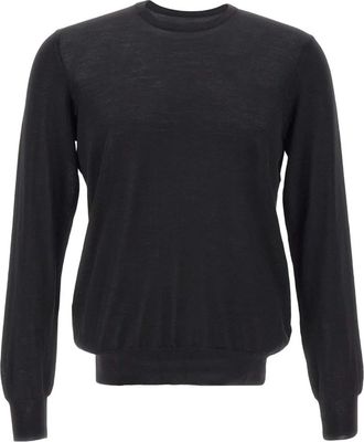 Gran Sasso Maglione girocollo con dettagli a coste - Nero