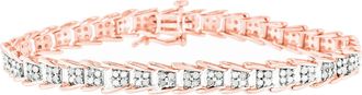 House of Brilliance 925 Sterling Silver 2.0 Cttw Diamond Fan-Shaped Fancy Chevron Link Tennis Bracelet