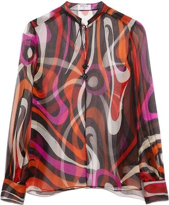 Pucci wave-print silk blouse - women - Silk - 38 - Black