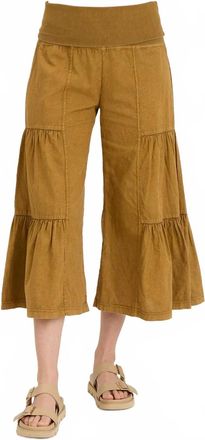 Xcvi Linen Side-Tier Palazzo Pants In Ochre