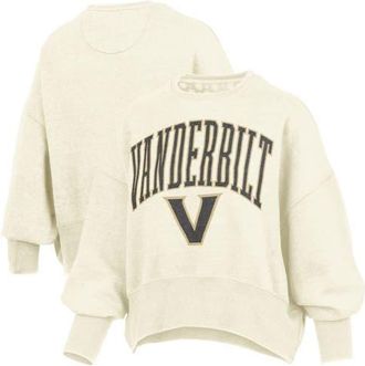 Pressbox Womens Pressbox Natural Vanderbilt Commodores Oversized Waist-Length Crewneck Sweatshirt at Nordstrom, Size Xx-Large