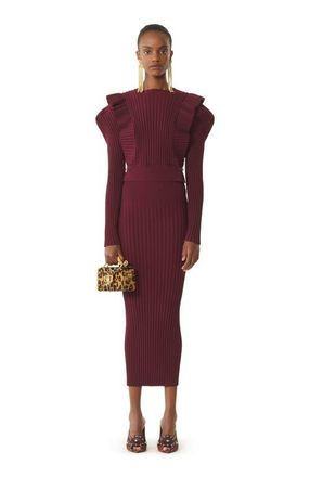 Lanvin Red Midi Skirt In Viscose at Nordstrom, Size Medium