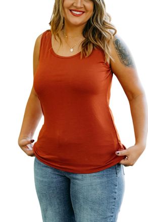 Multiples Scoop Neck Knit Tank In Cinnamon
