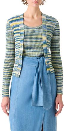 Akris Space Dye Merino Wool Cardgian in Sky Blue-Multi at Nordstrom, Size 10