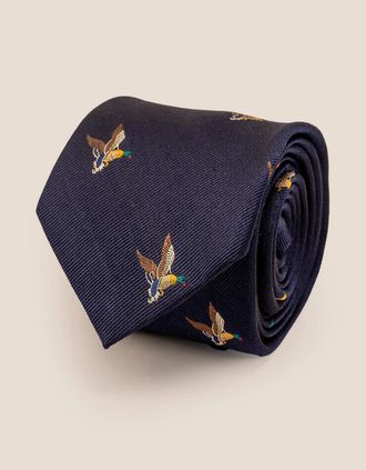 Oswin Hyde Mens Mallard Navy Silk Tie