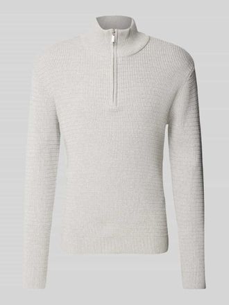 Selected Strickpullover mit Stehkragen Modell THEO in Hellgrau Melange, Gr&ouml;&szlig;e M