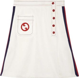 Gucci Interlocking G A-lijn Rok - Dames - Korte rokken - Wit - XS - Polyester - Rokken