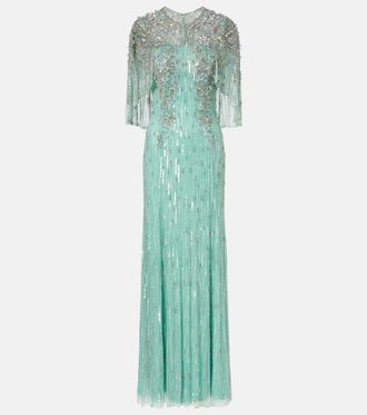 Jenny Packham Abito lungo Astra con cristalli