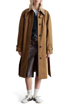& Other Stories Cotton Trench Coat in Olive Green at Nordstrom, Size Small