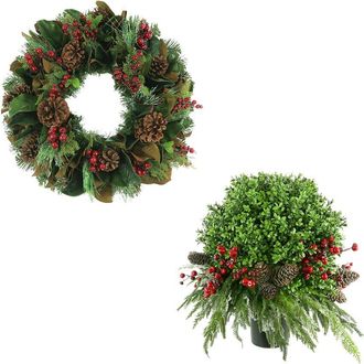 Creative Displays Inc. Classic Christmas Holiday Wreath & Uv Boxwood Drop-In