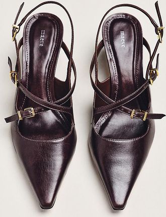 Maeve Cross-Strap Slingback Kitten Heels