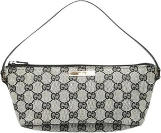 Gucci Pre-owned Shoulder Bags, female, Blue, Size: ONE SIZE Pre-owned Canvas Shoulder Bag