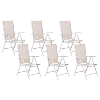 Beliani Beliani - Conjunto De 6 Sillas De Jard&iacute;n Plegables Beige De Estilo Moderno Catania