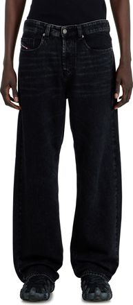 Diesel Relaxed Jeans Low Waist 2001 D-Macro, Black/Dark grey, Button fly