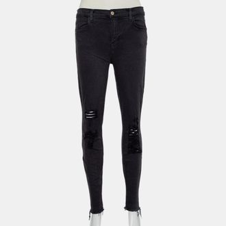 J Brand Demen Black Denim Distressed Skinny Alana Jeans