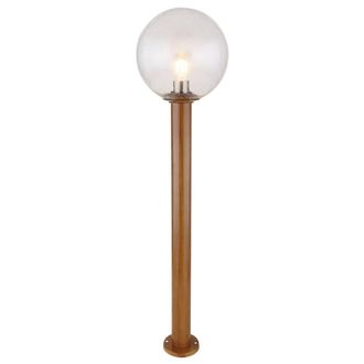 Netlighting Ossy Outdoor Bollard Wood Look IP44 Clear Glass Shade 1x E27 in Brown