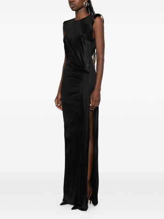 Elisabetta Franchi Draped Sleeveless Evening Dress - Black